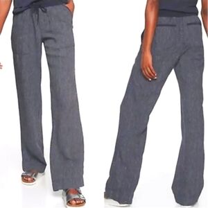 ATHLETA Striped Bali Linen Trouser Drawstring Wide Leg Pant